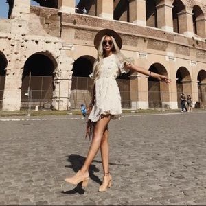 Indikah Puff Textured Cream Dress